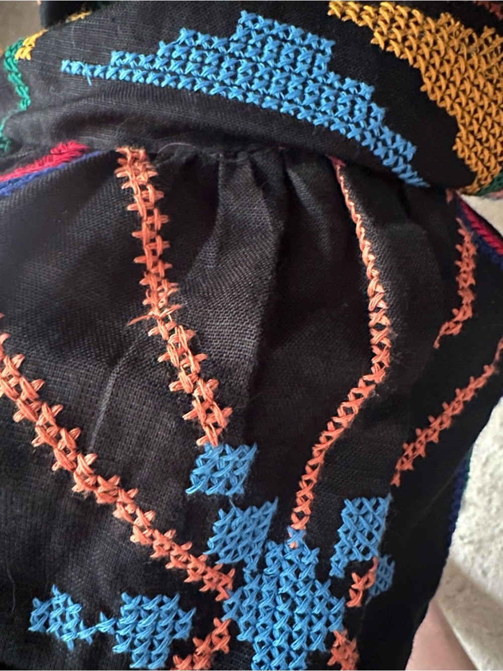 Farm Rio black cross stitch midi dress size Large - Picture 4 of 7